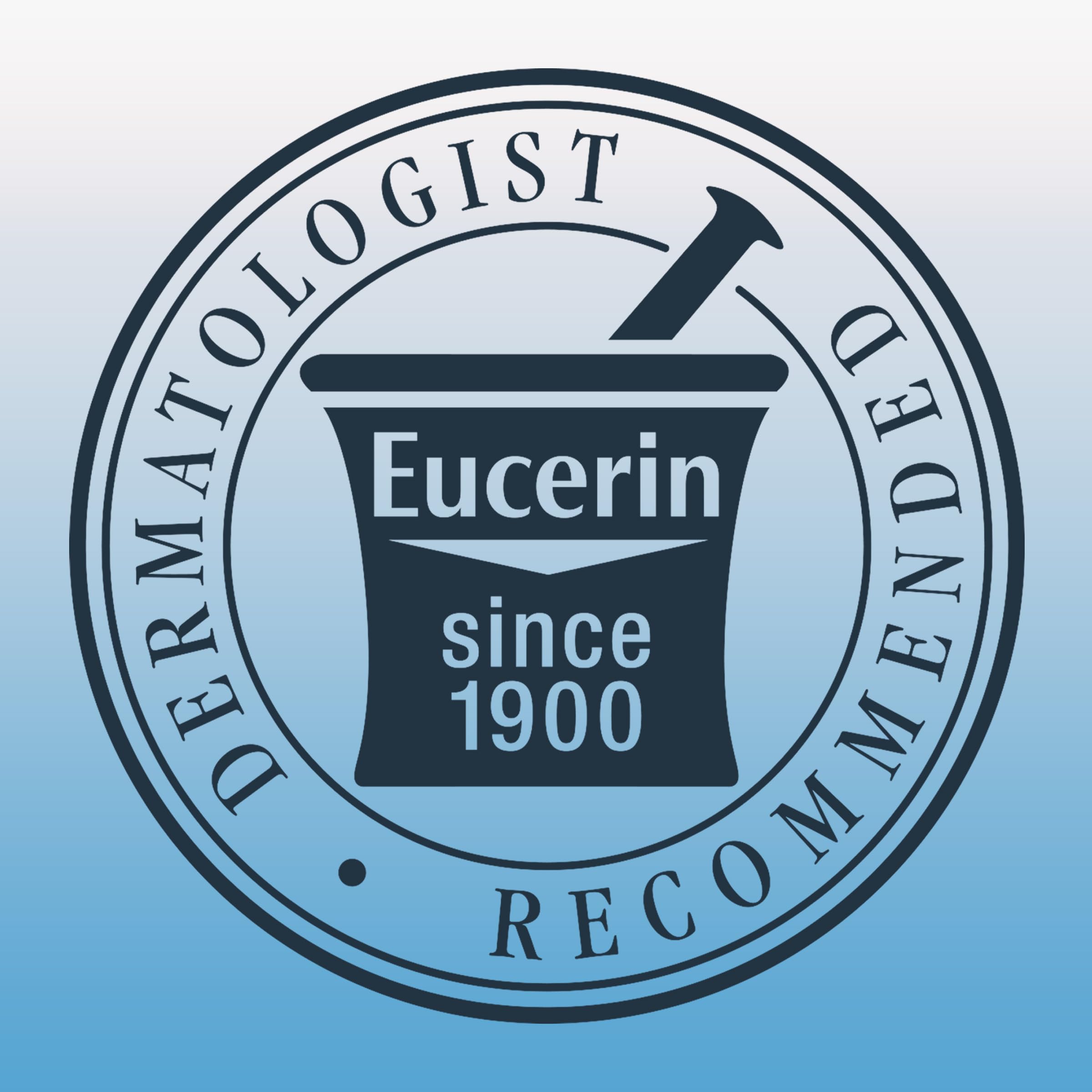 Eucerin bottle placed on bathroom counter for everyday use convenience