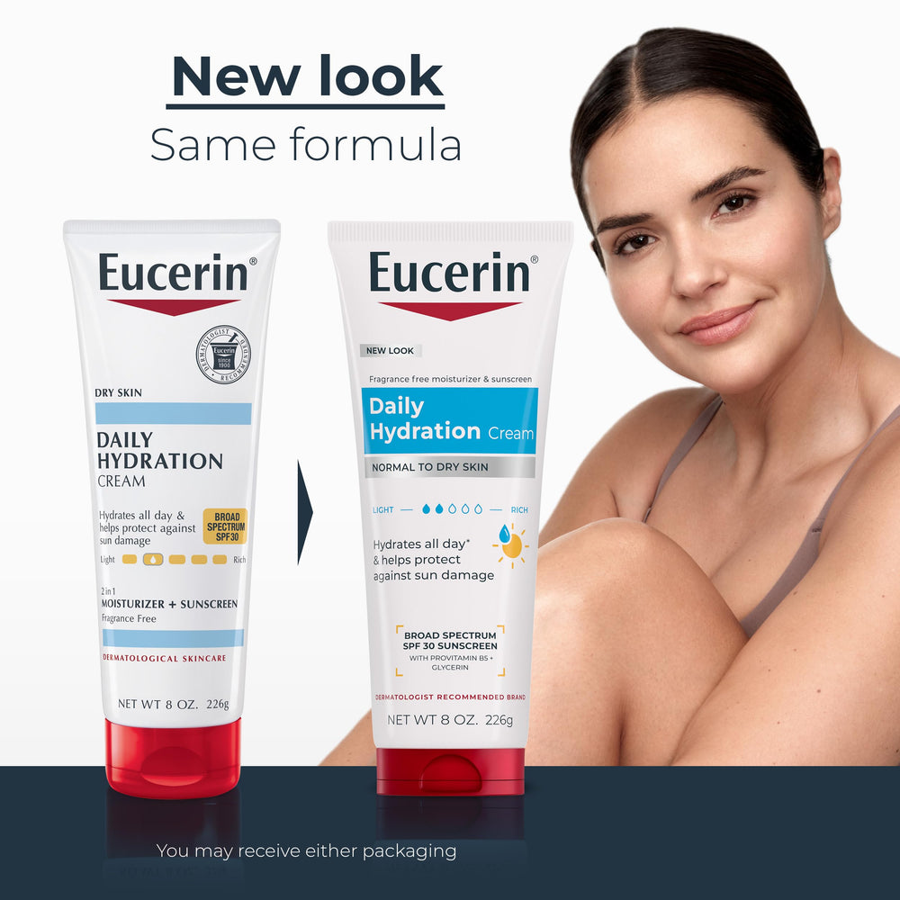 Eucerin cream texture closeup illustrating fast-absorbing feel