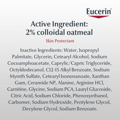 Eucerin bottle beside towel in shower setting showing gentle daily use