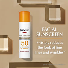 Eucerin face sunscreen on fingers illustrating lightweight application benefit