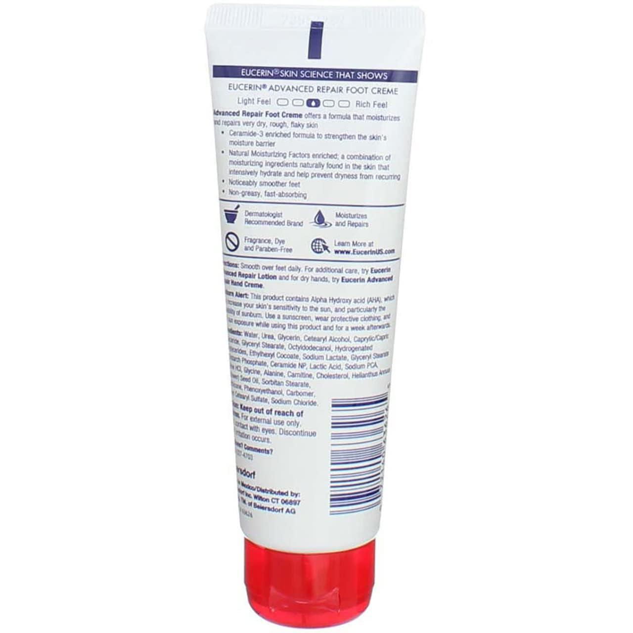 Eucerin cream being applied to hands demonstrating smooth application and hydration