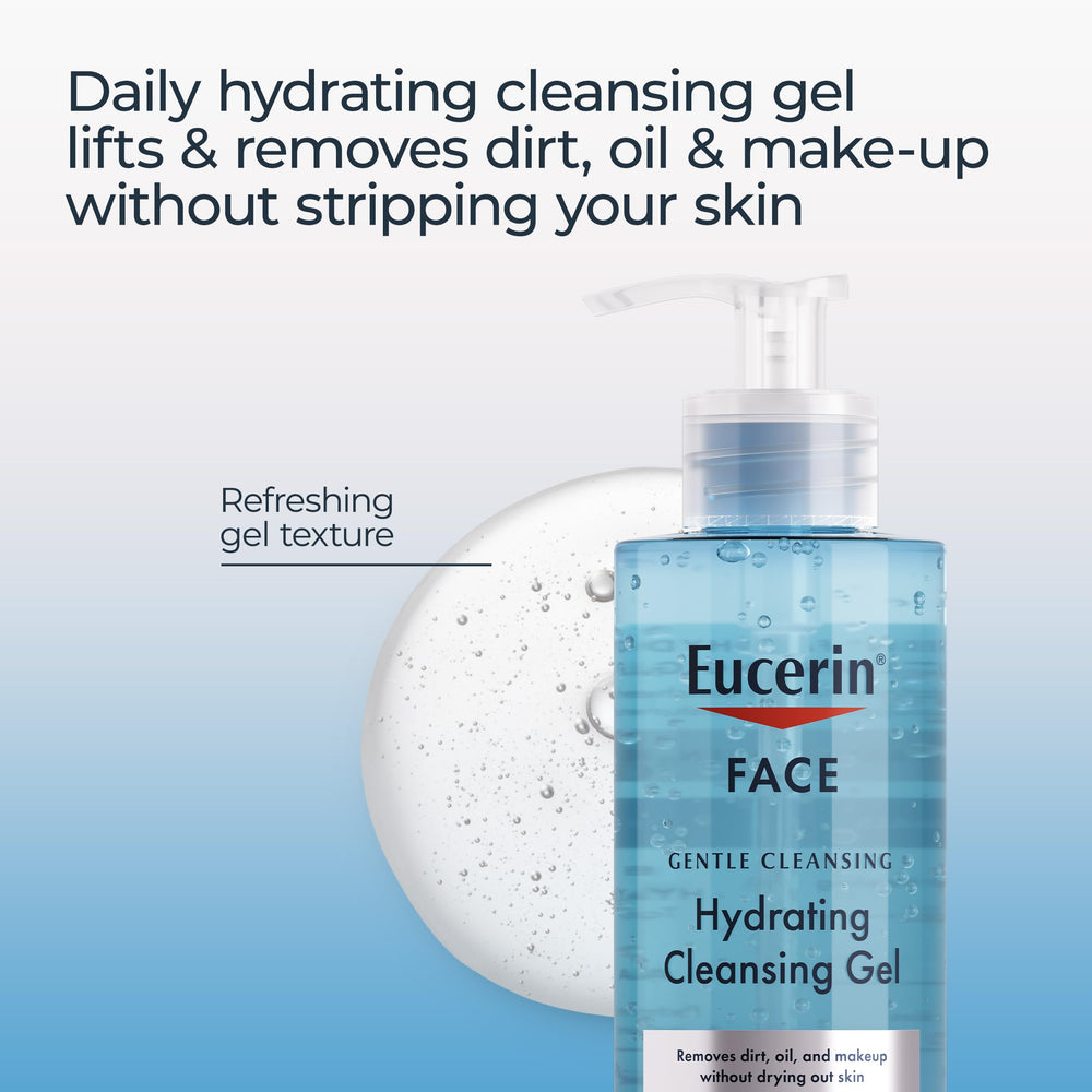 Eucerin gel texture close-up showing lightweight hydrating texture benefit