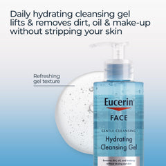 Eucerin gel texture close-up showing lightweight hydrating texture benefit