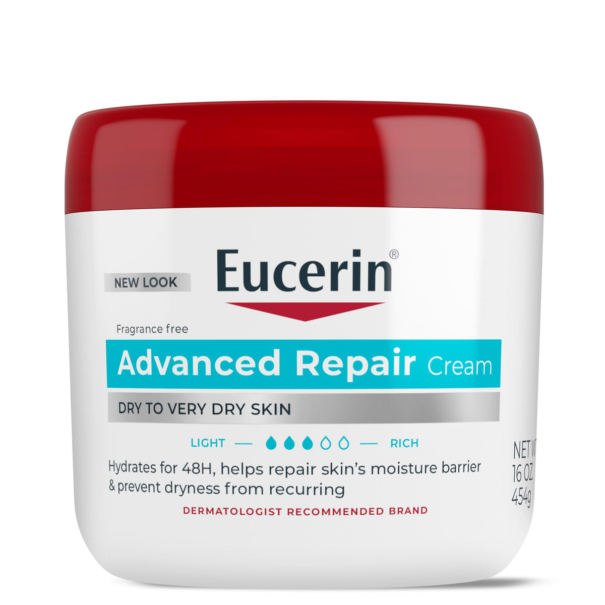 Eucerin jar front label showing product name and unscented benefit