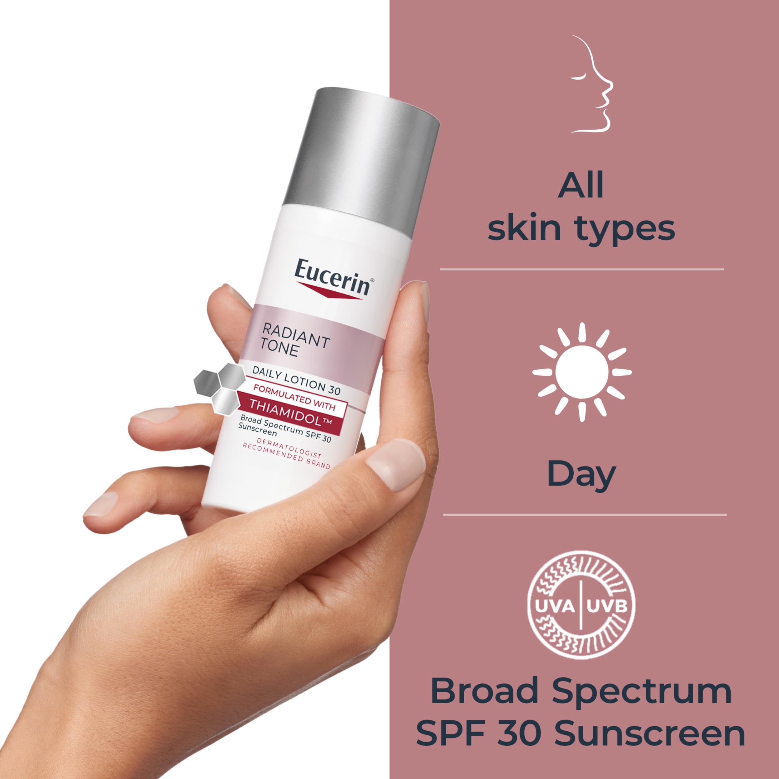 Eucerin ingredient label showing Thiamidol for dark spots