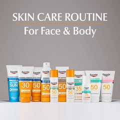Eucerin sunscreens in a beach bag showing daily outdoor protection convenience