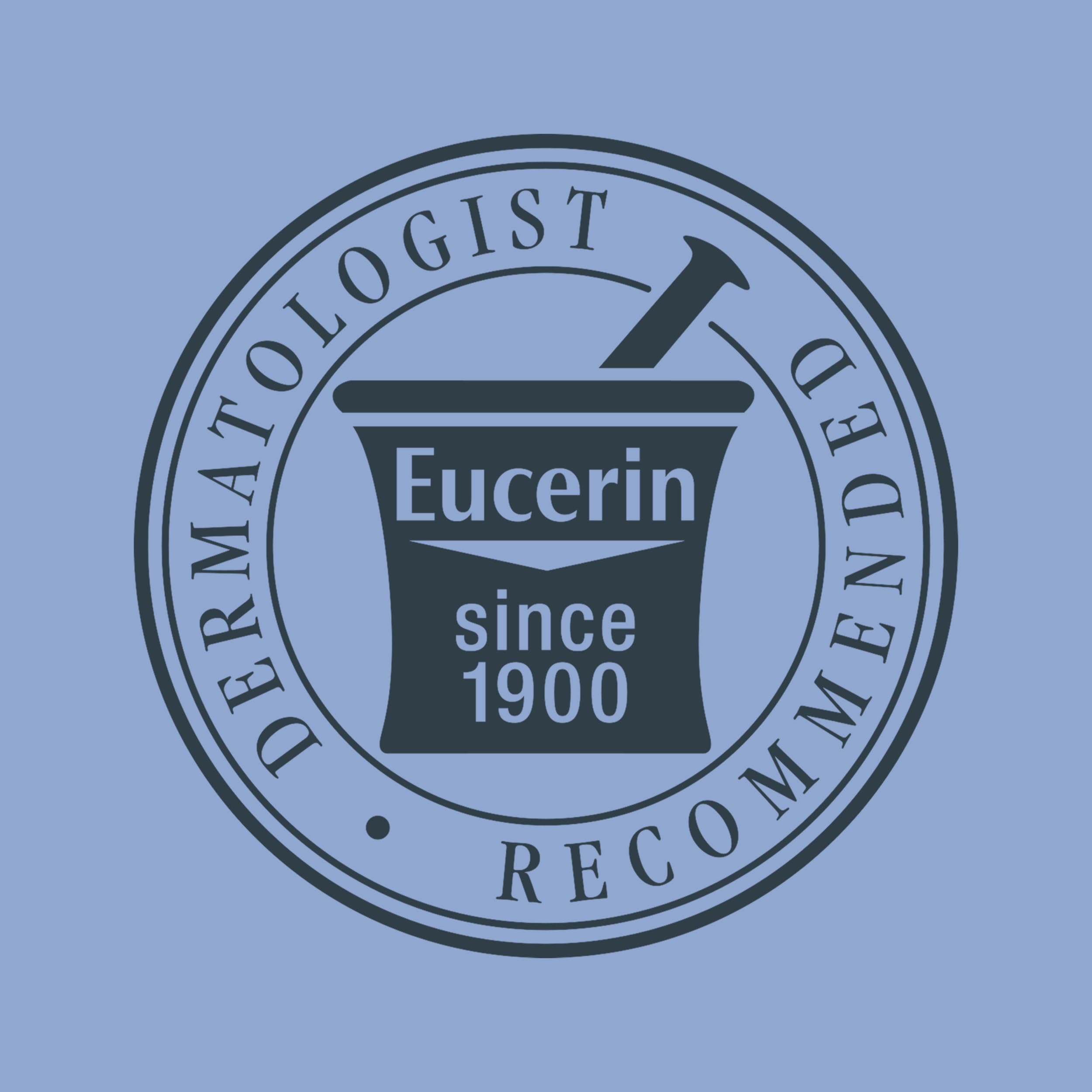 Eucerin product label close-up highlighting fragrance- and dye-free formula