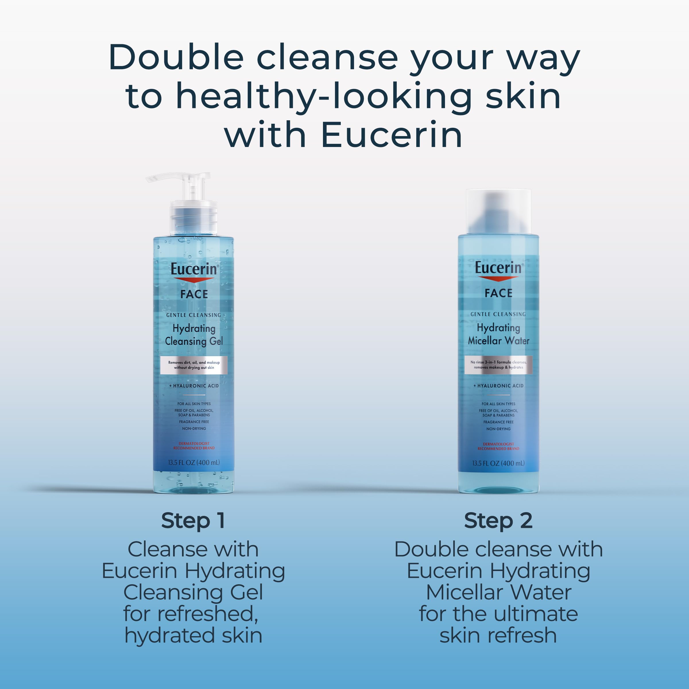 Eucerin makeup removal before and after showing effective cleansing benefit