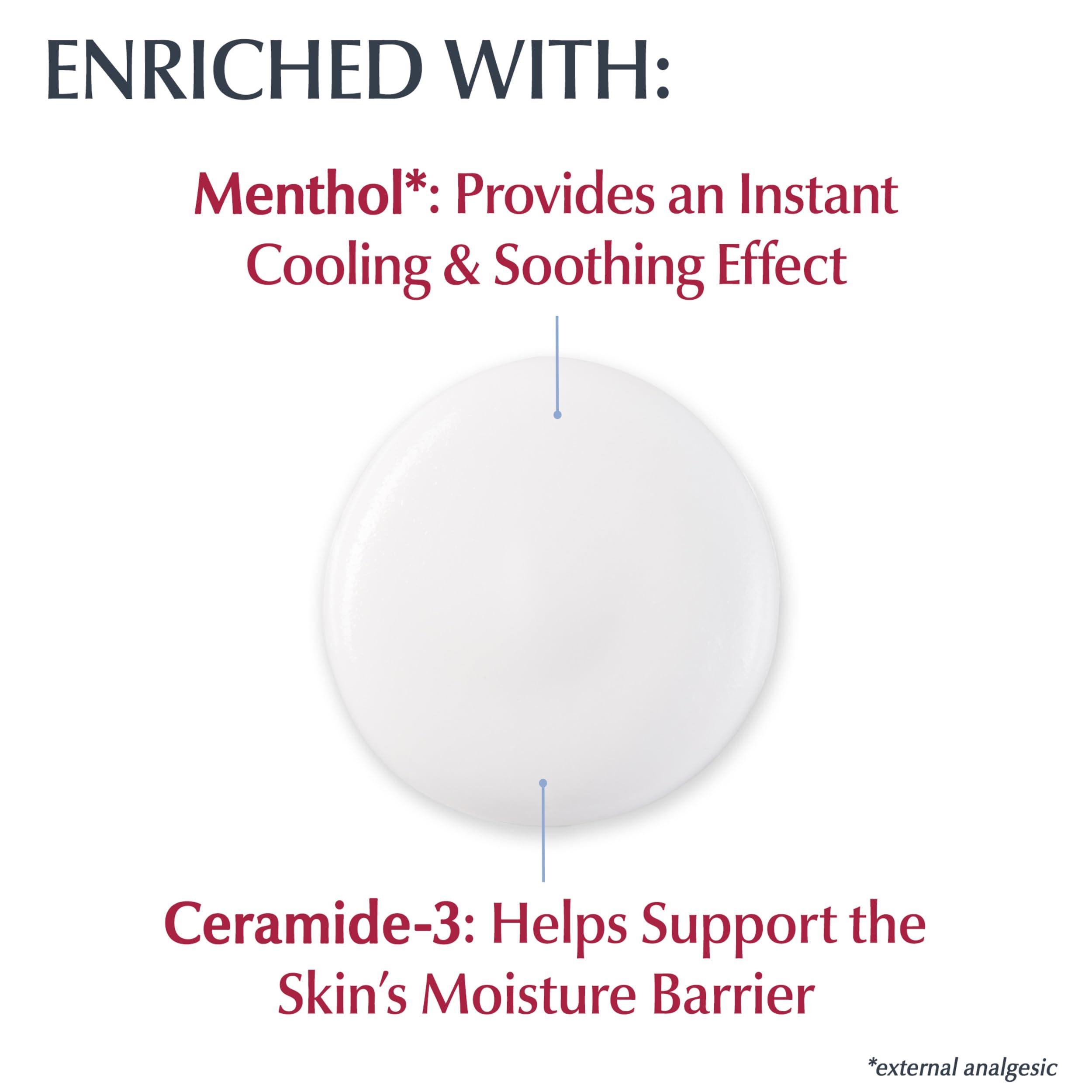 Eucerin menthol cooling ingredient visual implying rapid itch relief