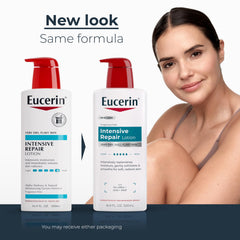 Eucerin lotion being dispensed from pump demonstrating controlled usage benefit