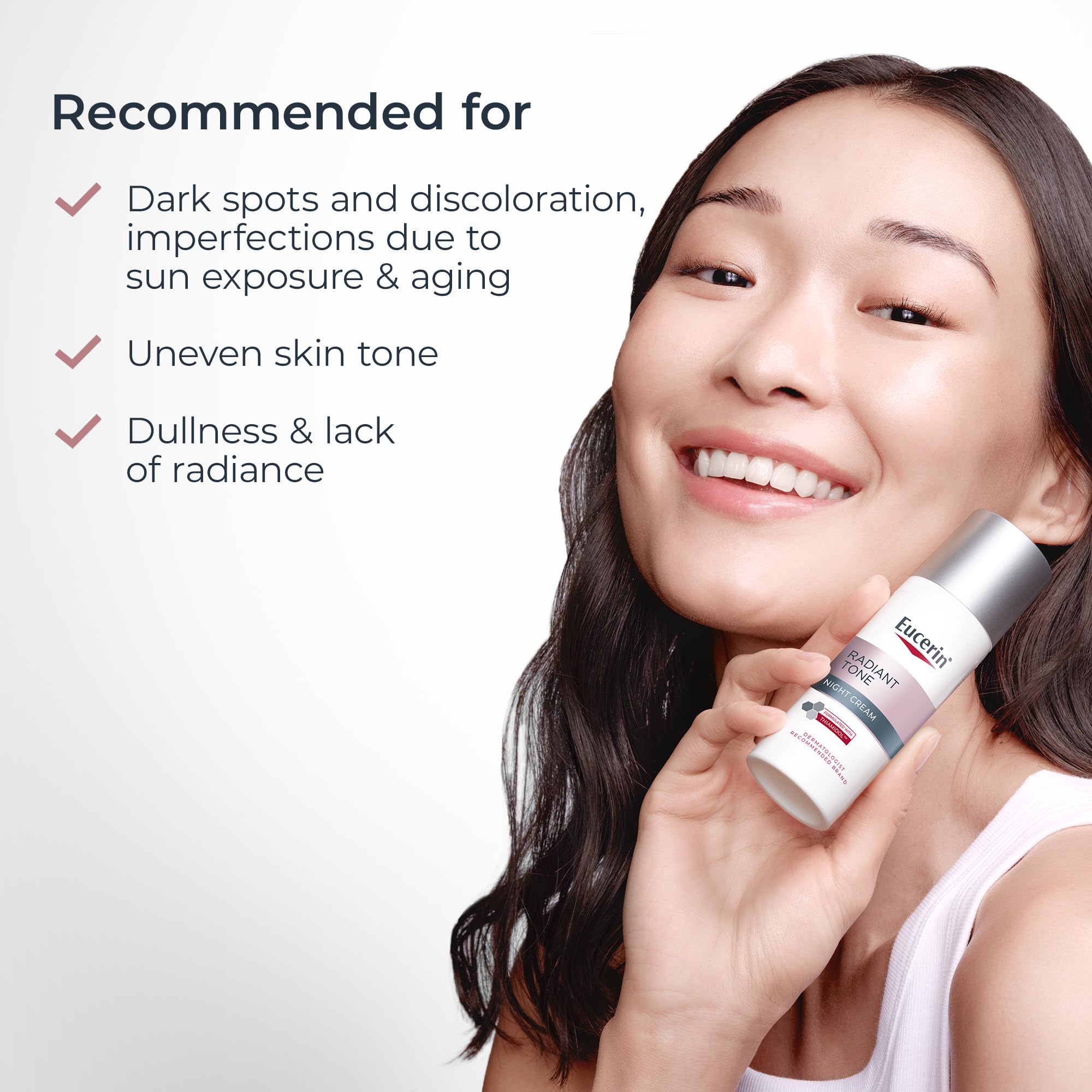 Eucerin illustrative before and after concept showing even-tone improvement benefit