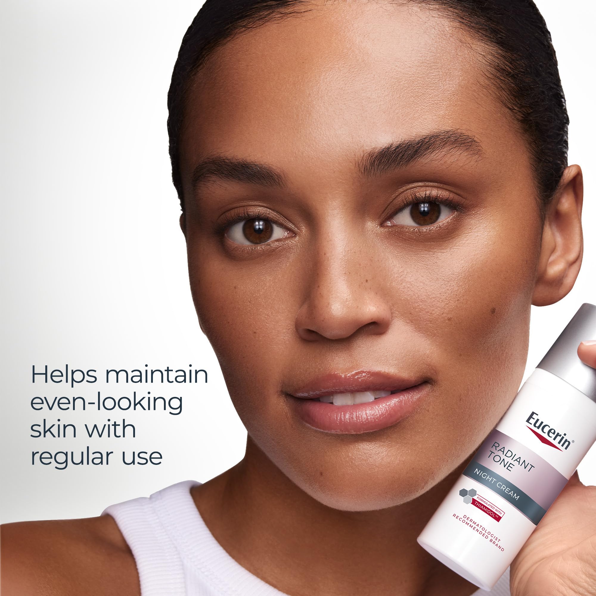 Eucerin label close-up revealing active ingredient and clinical focus benefit