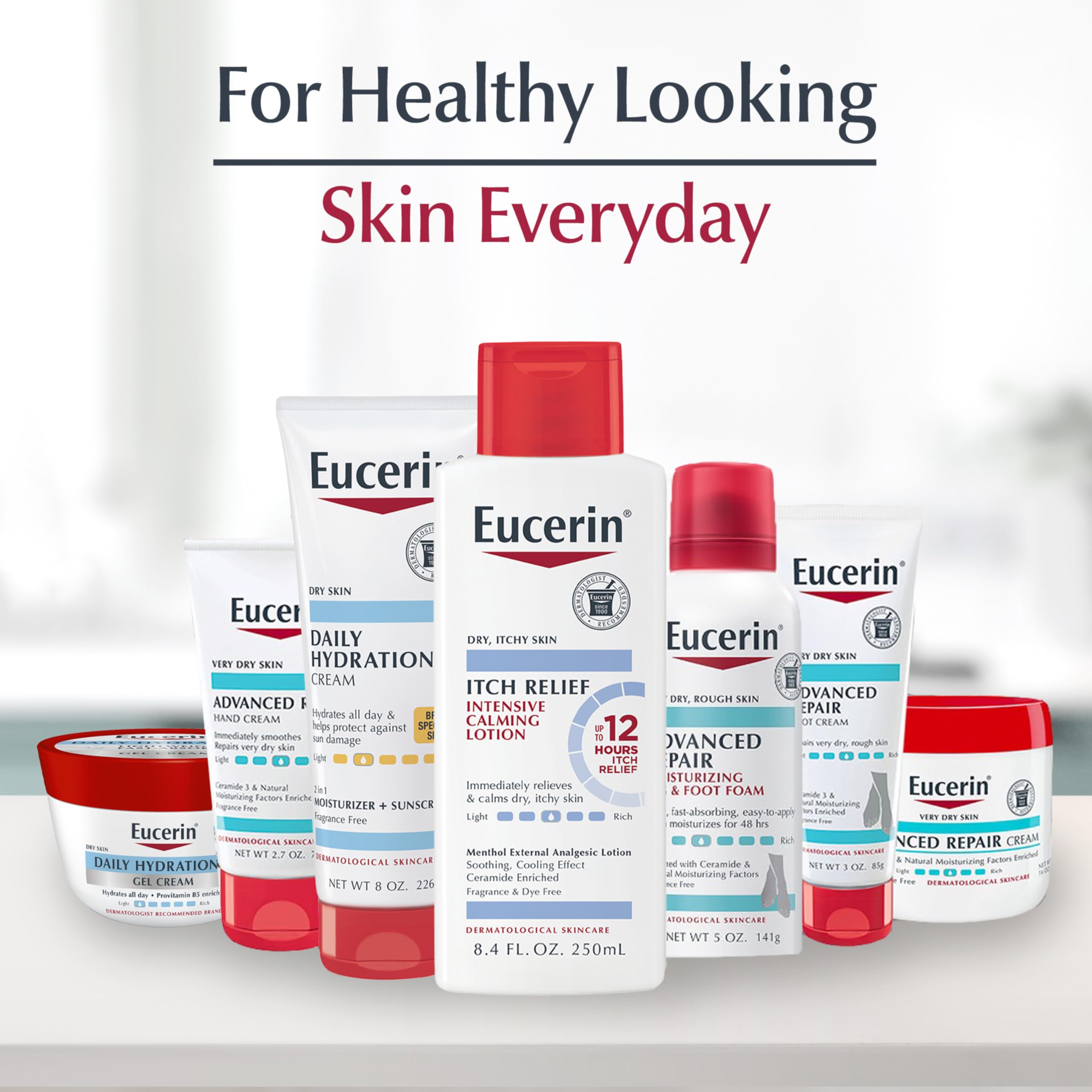 Eucerin tube held in hand to show 8 oz size for practical storage