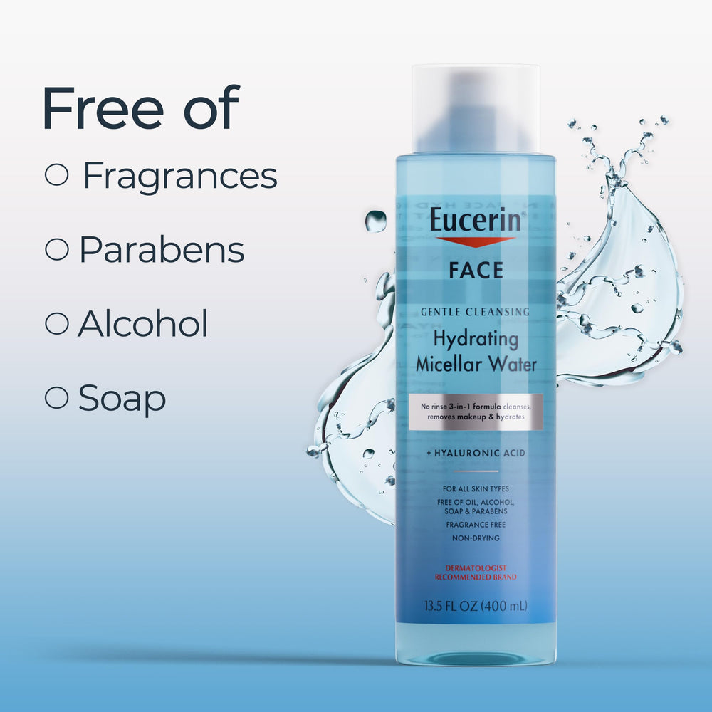 Eucerin being applied with cotton pad for easy makeup removal