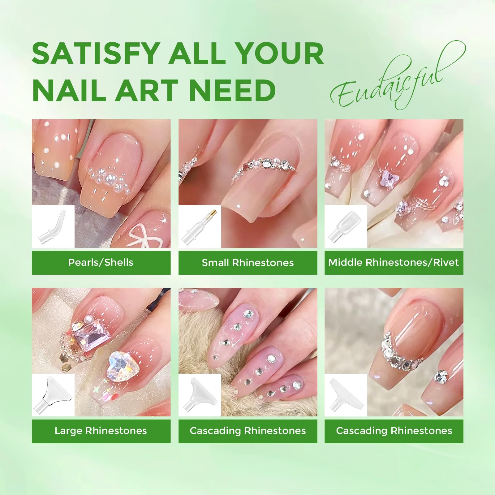 Eudaicful pen picking rhinestone on nail art for accurate placement and speed