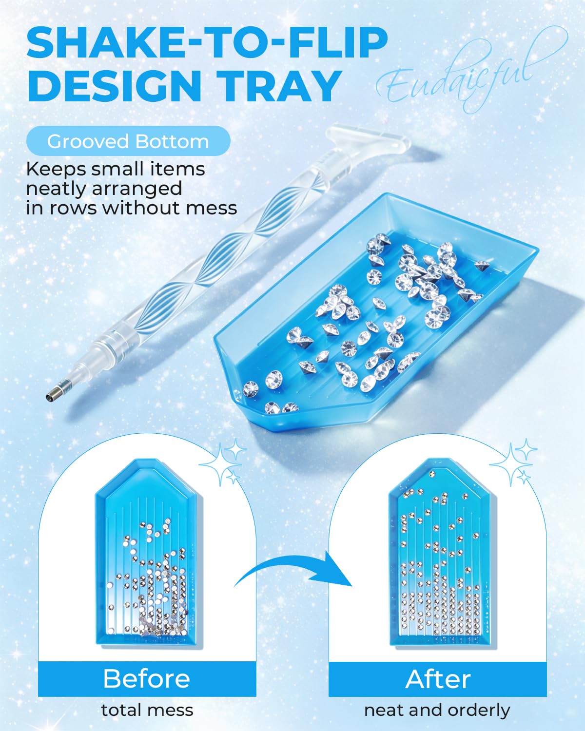Eudaicful pen in use on nail art ensuring accurate gem placement