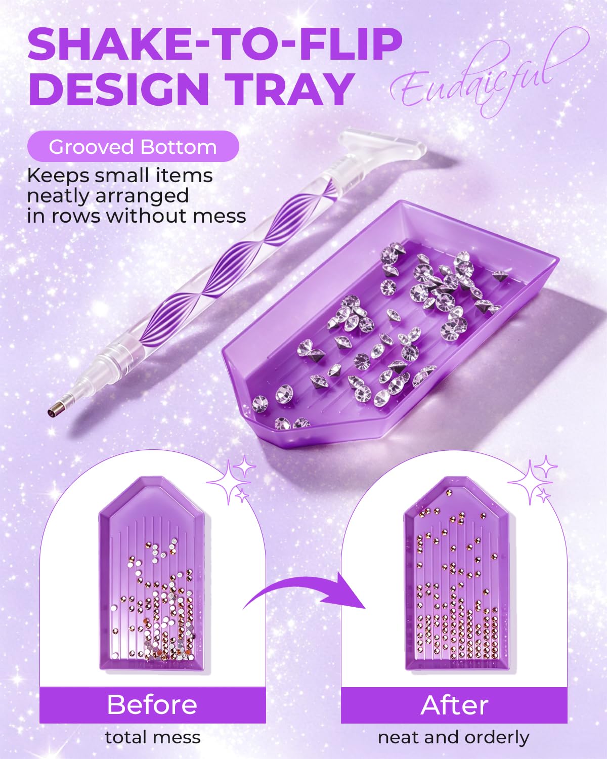 Eudaicful rhinestone storage box open for organized small parts