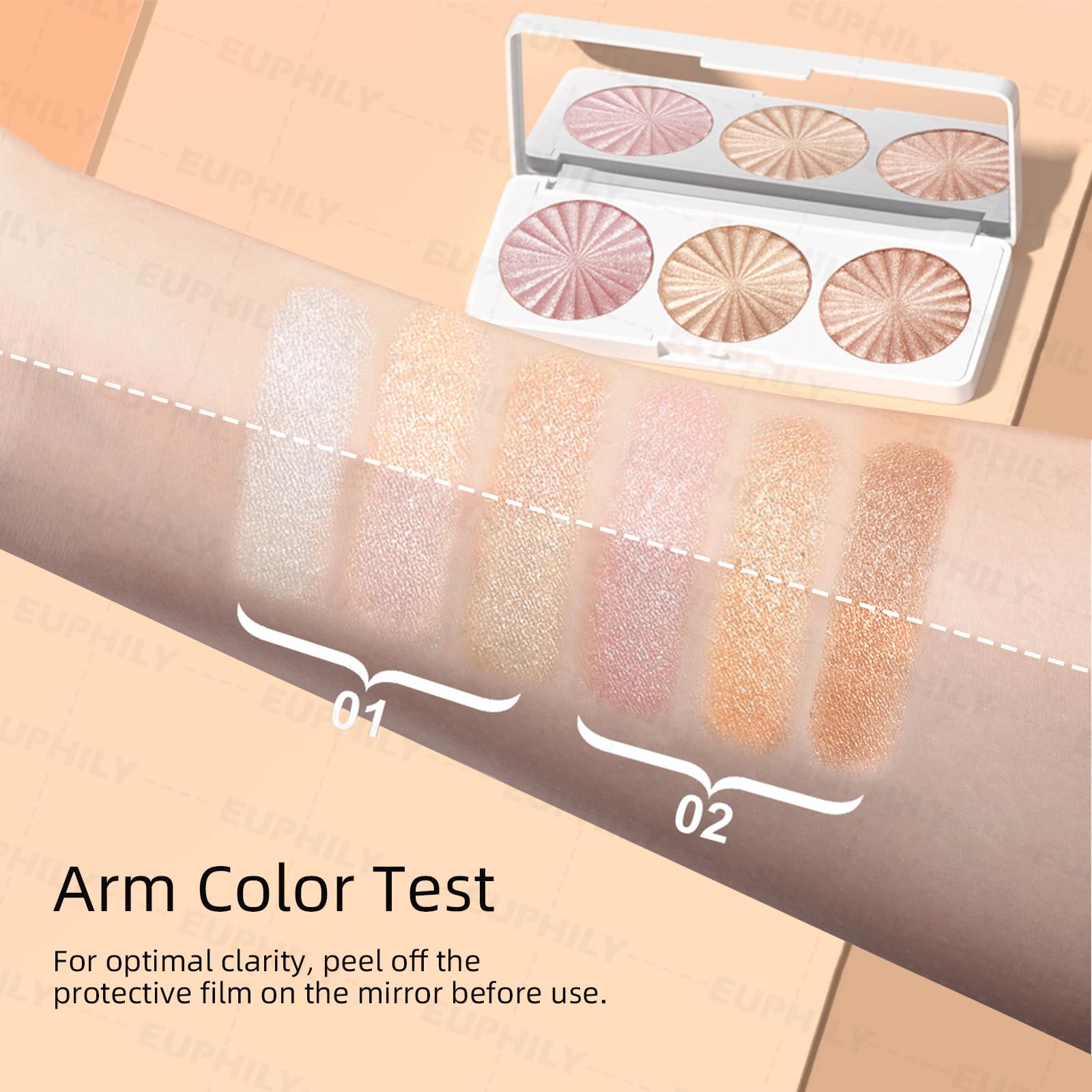 Euphily eyelid application demonstrating precise sparkle for eye definition