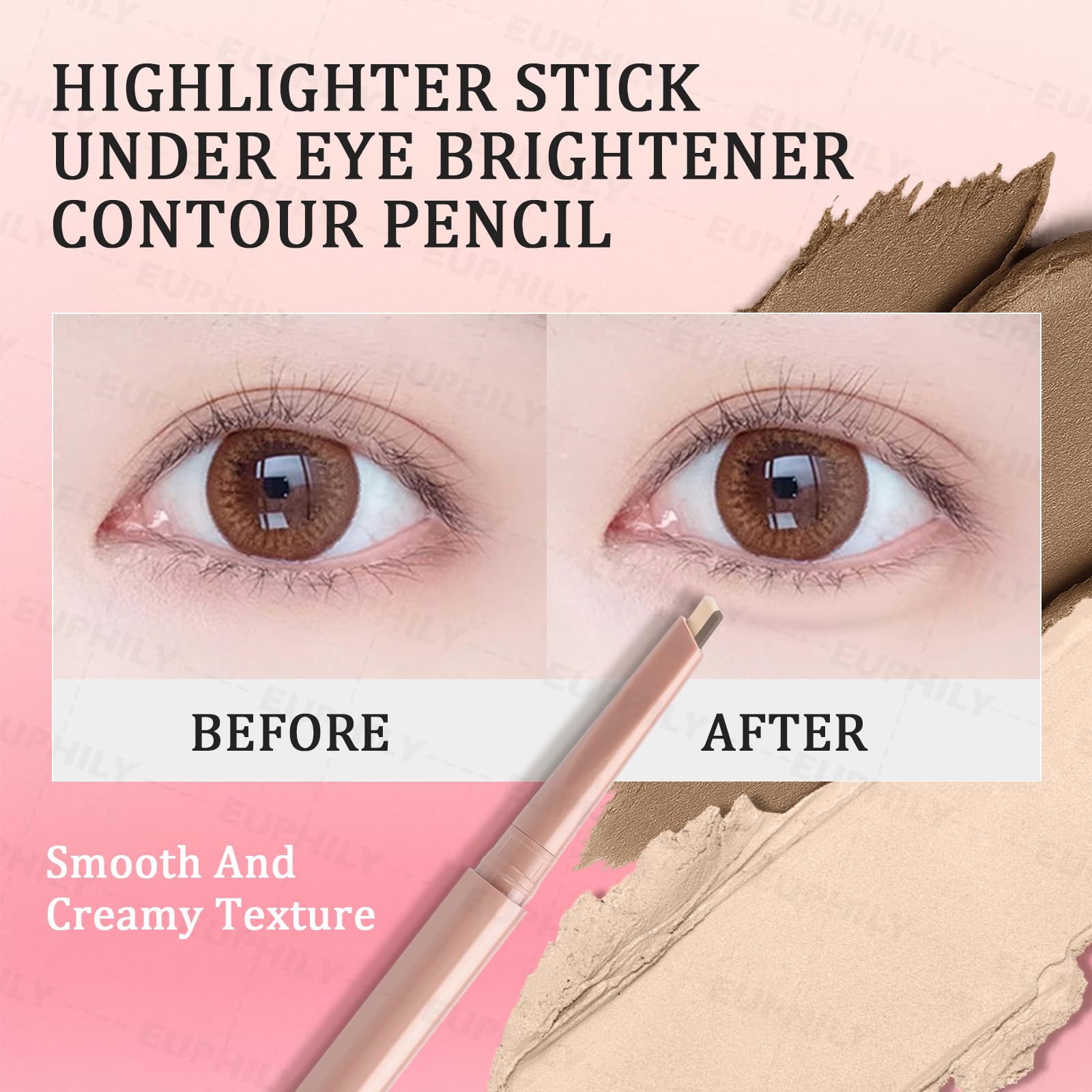 Euphily pencil tip close-up showing creamy texture for smooth application