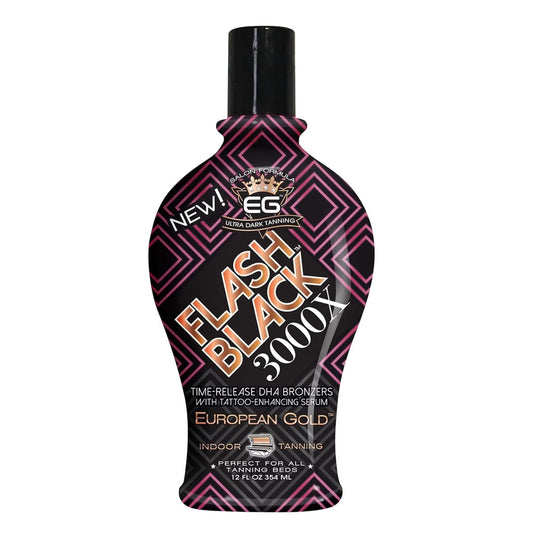 European Gold Flash Black front packaging showing label and deep bronze promise