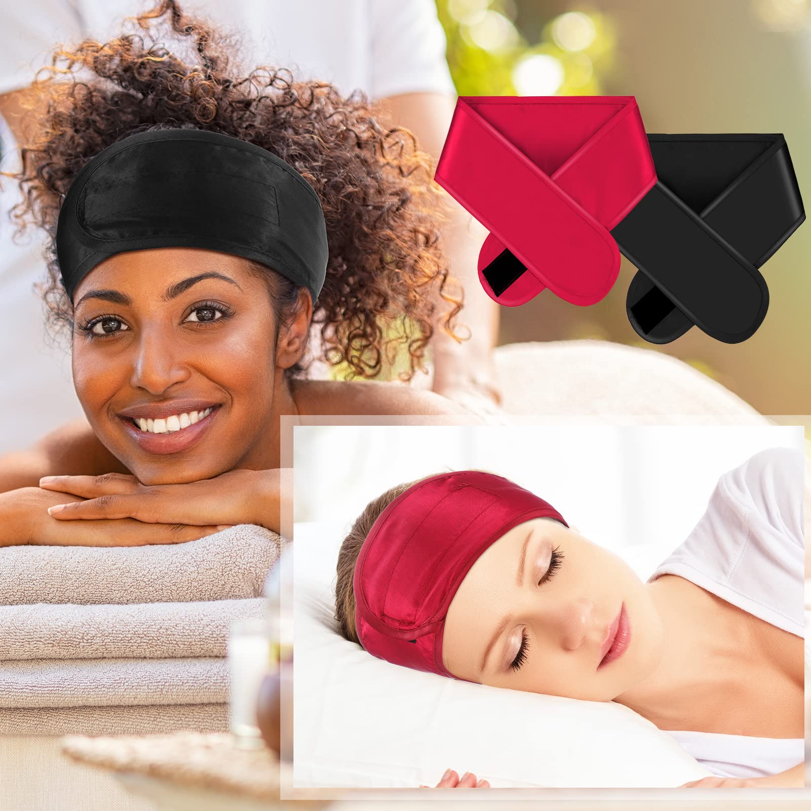 Eurzom satin wrap worn by model sleeping comfortably preserving hairstyle overnight
