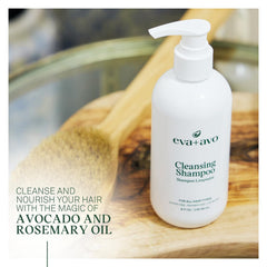 EVA + AVO bottle sitting in shower to show practical in-shower use and convenience