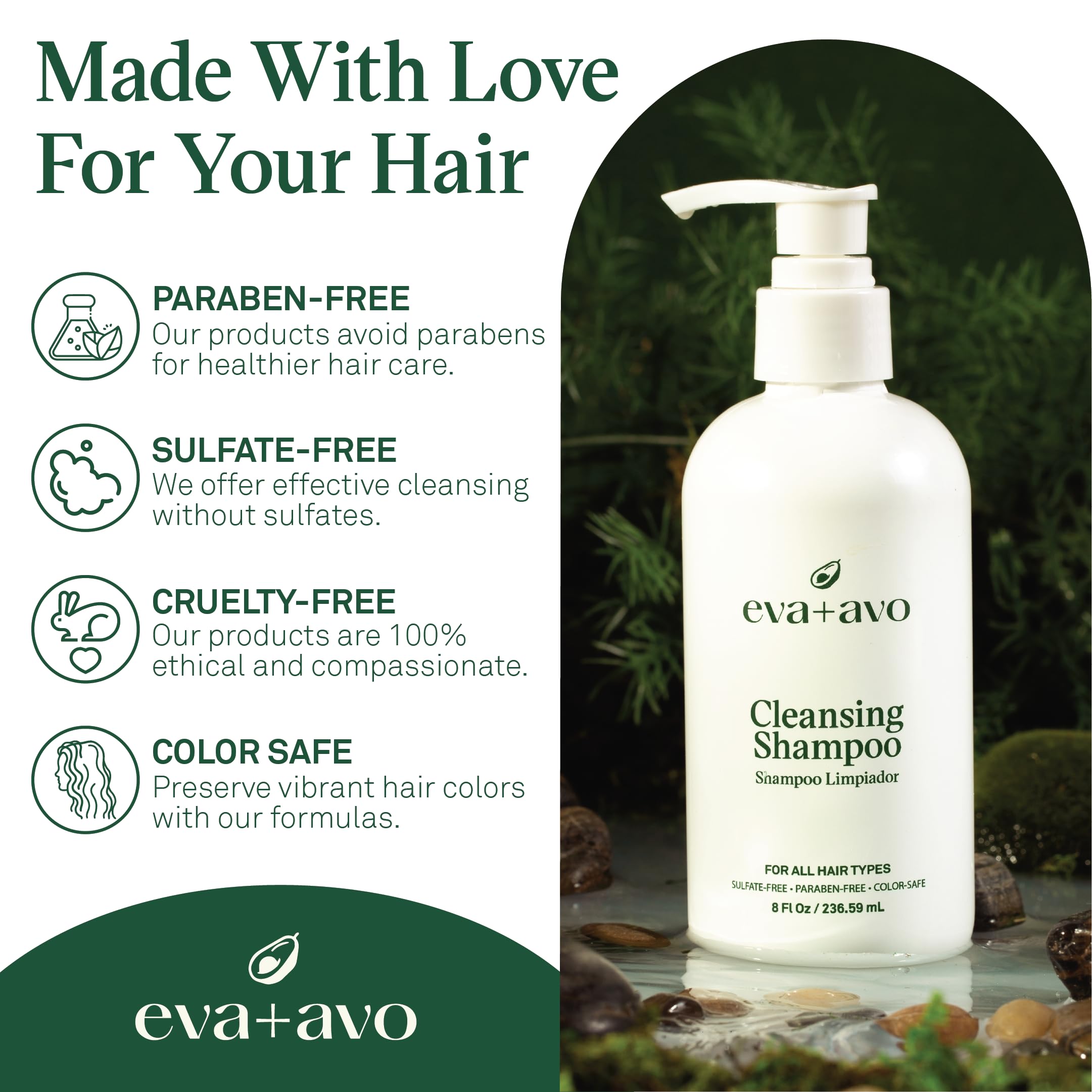 EVA + AVO ingredient label showing avocado and rosemary for nourishing benefits