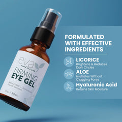 Eva Naturals ingredients laydown featuring peptides and botanicals for brightening