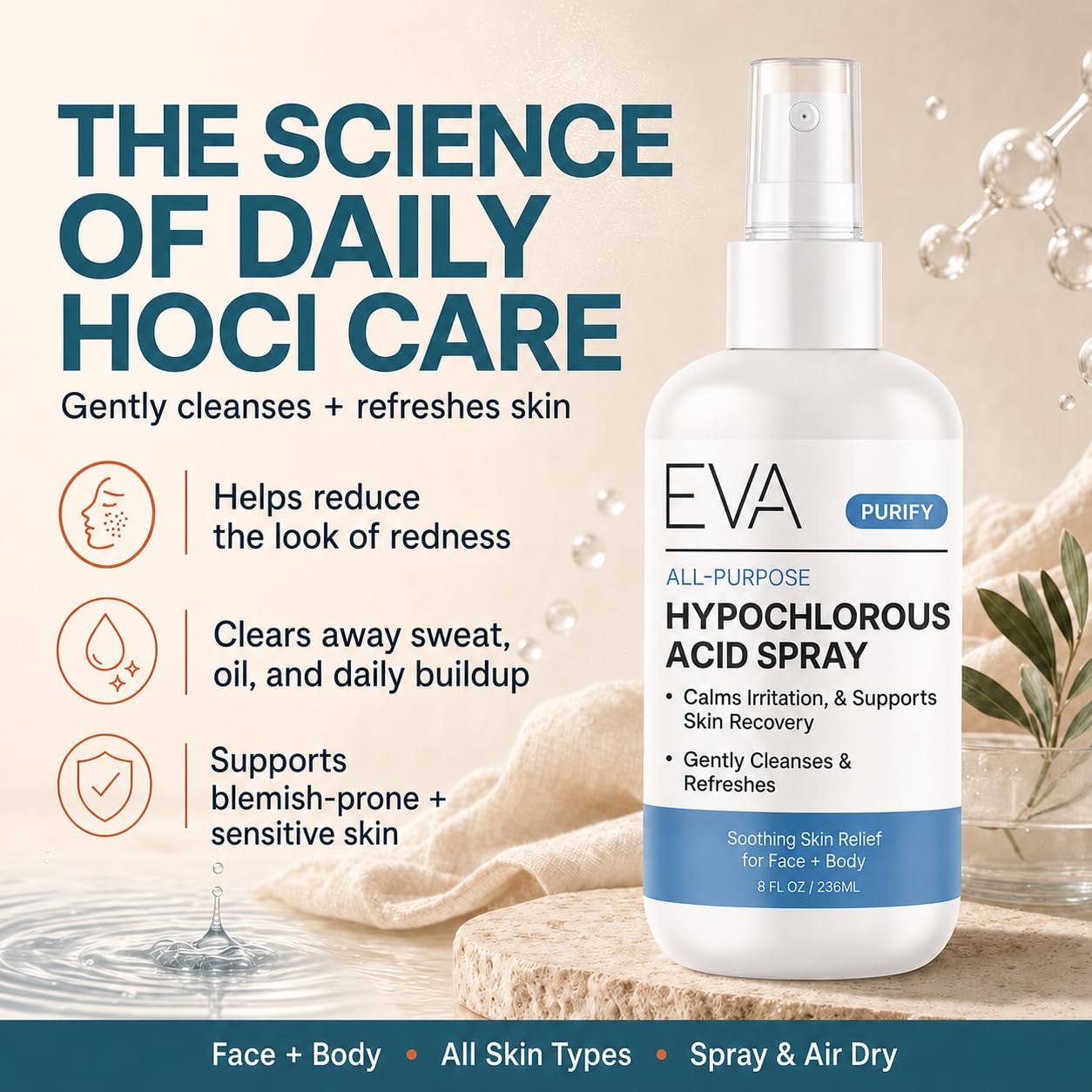 Eva Naturals ingredient list printed on label, transparency benefit