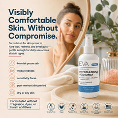 Eva Naturals mist droplets on skin close-up, fast-absorbing feel