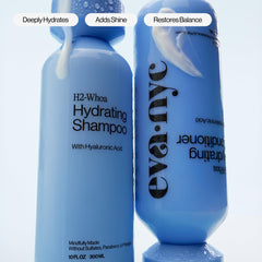 EVA·NYC shampoo pouring to show creamy texture and easy application