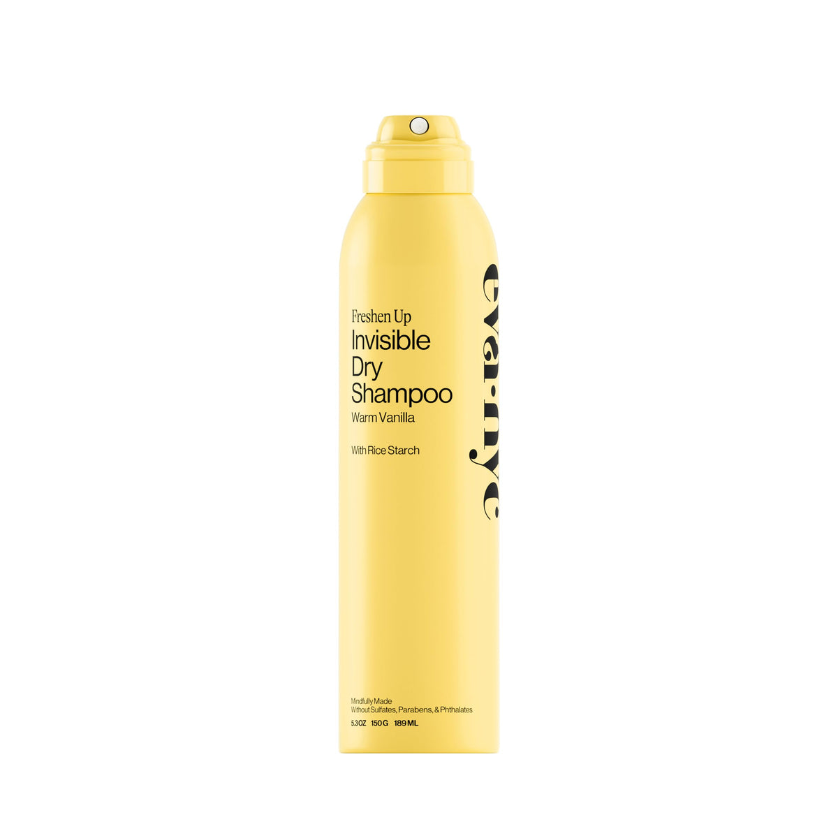 Eva NYC front packaging showing invisible dry shampoo can and label benefits