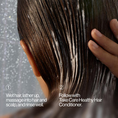 EVA·NYC lather on fine hair illustrating lightweight cleansing and added bounce