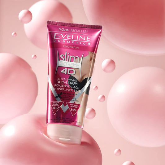 EVELINE COSMETICS pump and label close-up highlighting active-ingredient claims