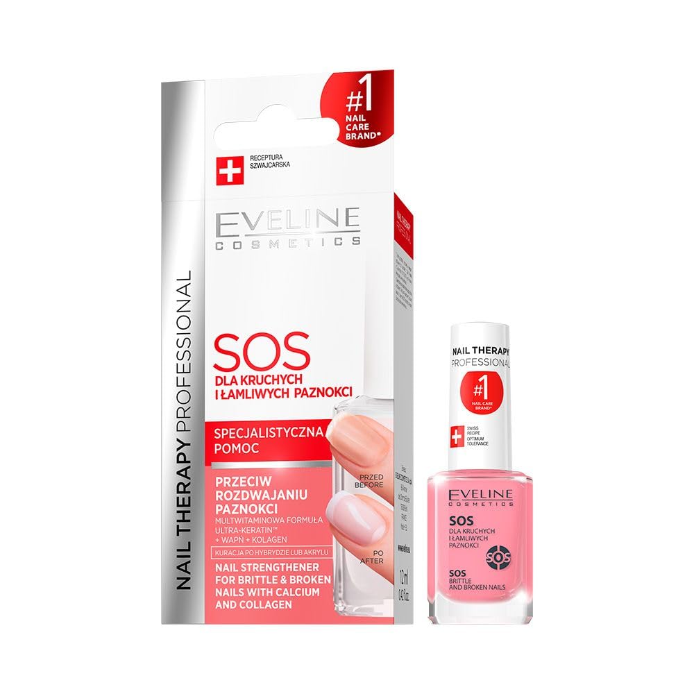 EVELINE COSMETICS front bottle view showing strengthener benefits
