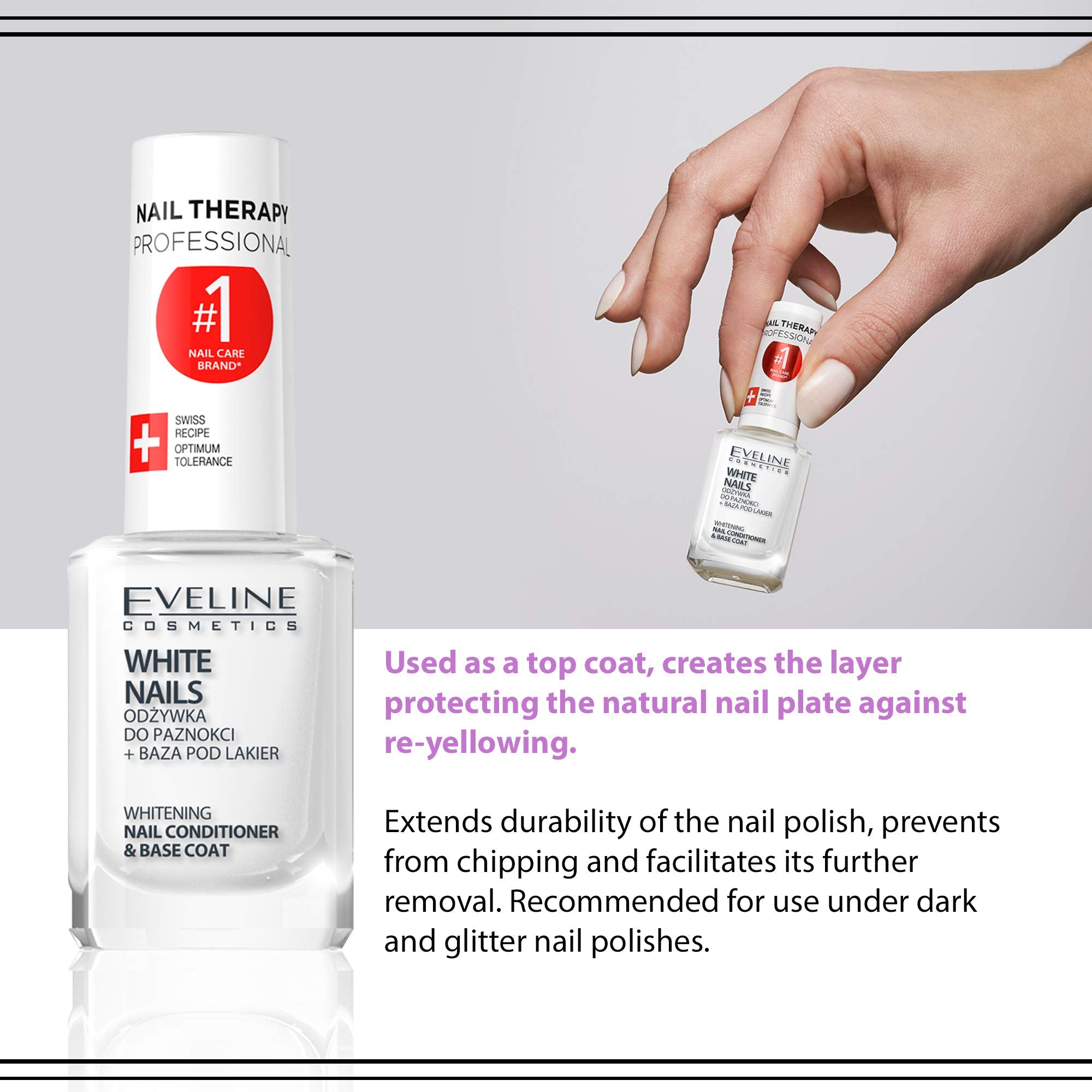 EVELINE COSMETICS under dark polish demonstrating protective base benefit