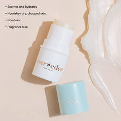 Evereden balm being applied to infant lips for soothing moisture