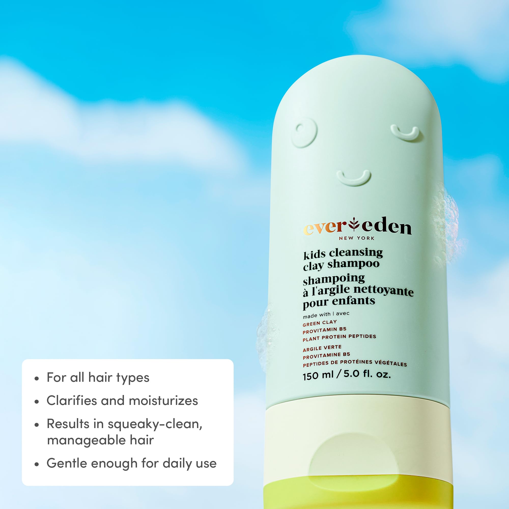 Evereden shampoo texture close-up highlighting creamy, gentle lather for effective cleansing