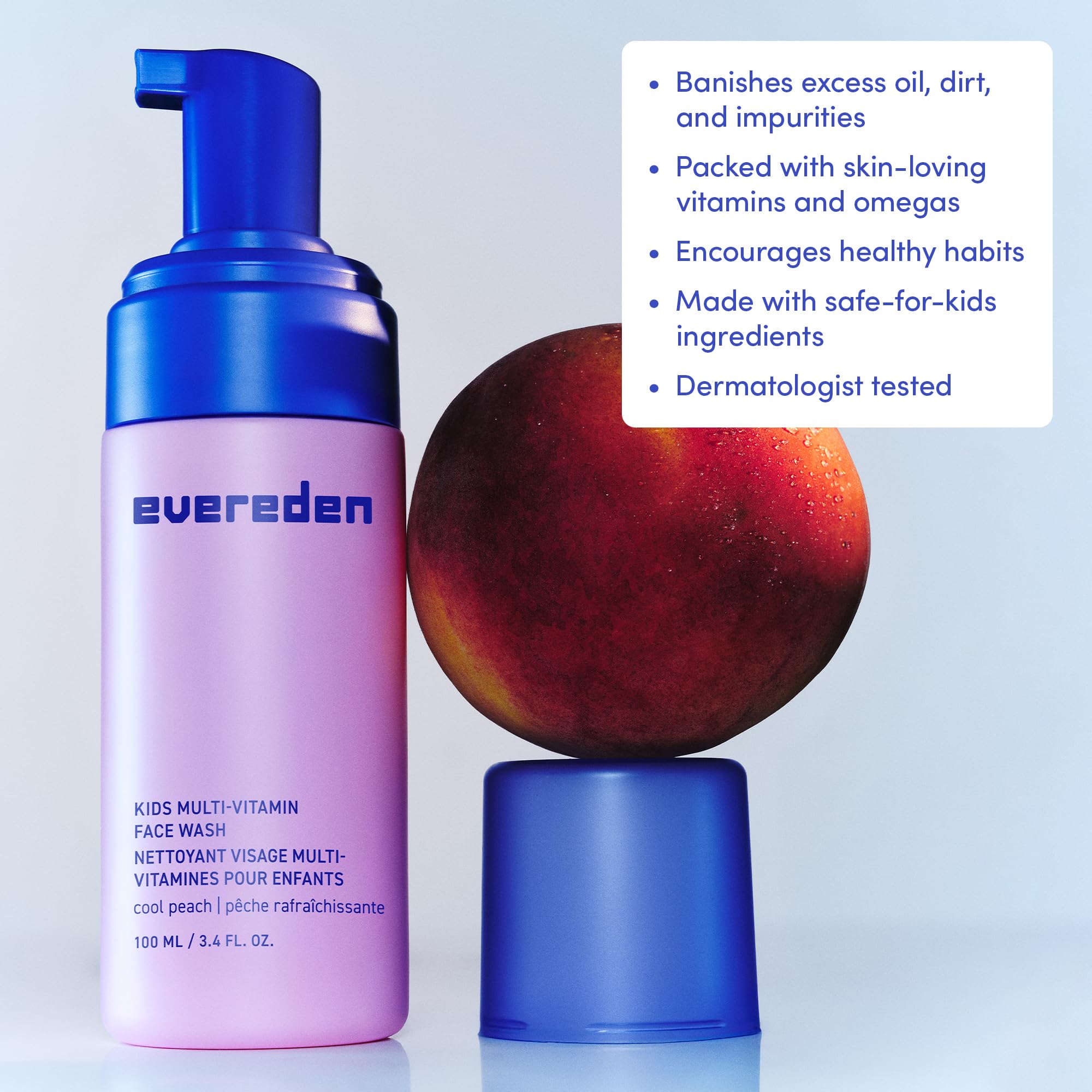Evereden creamy foam texture close-up, gentle cleansing visible
