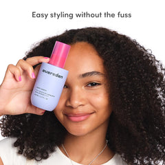 Evereden detangler spray label close up showing dermatologist tested benefits