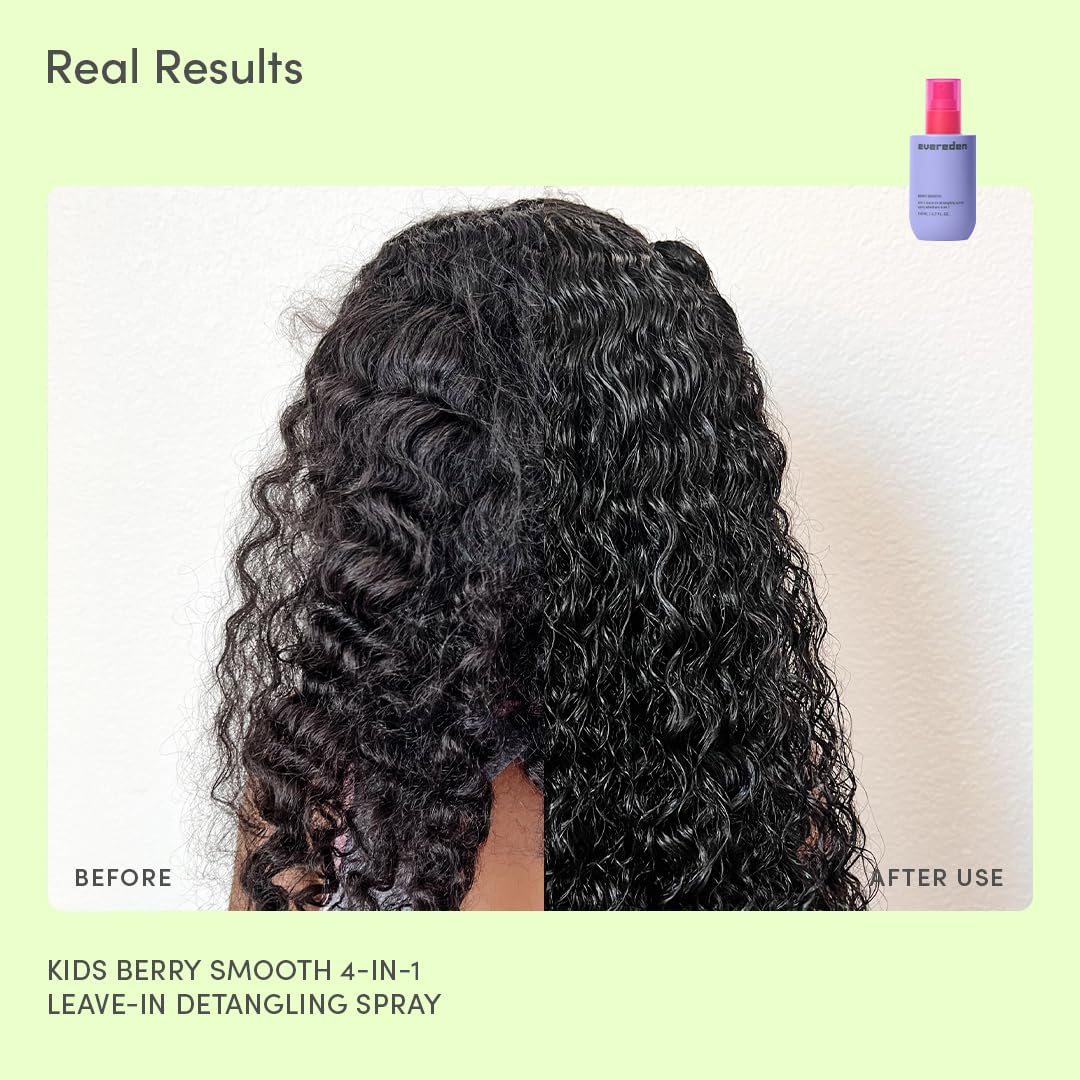 Evereden detangler spray on bathroom shelf in family setting for daily use