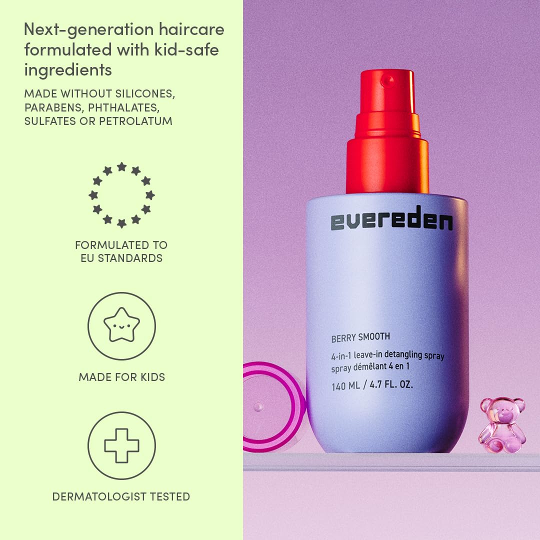 Evereden detangler spray next to common items for scale and convenience