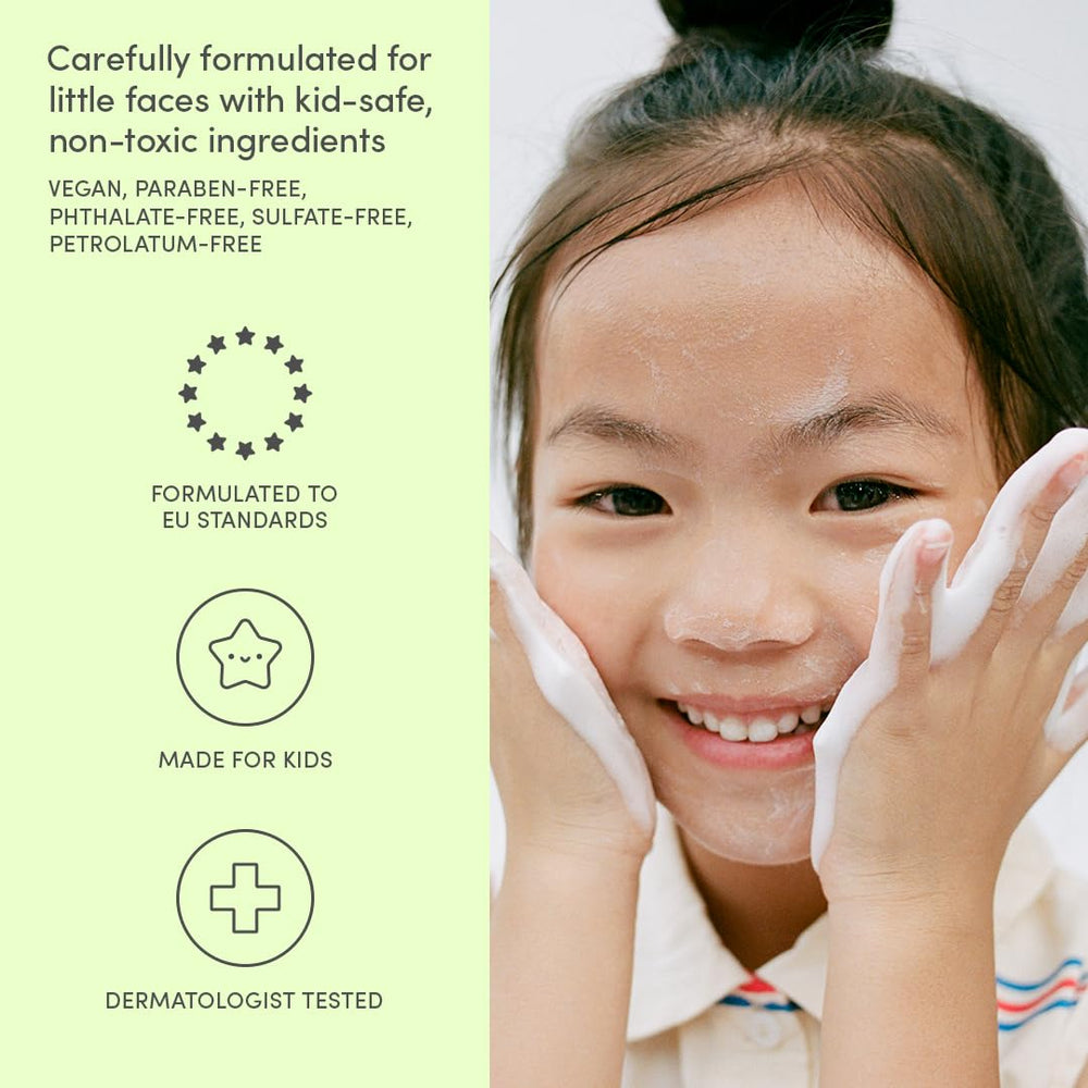 Applying Evereden face cream to child's cheek showing soothing hydration benefit