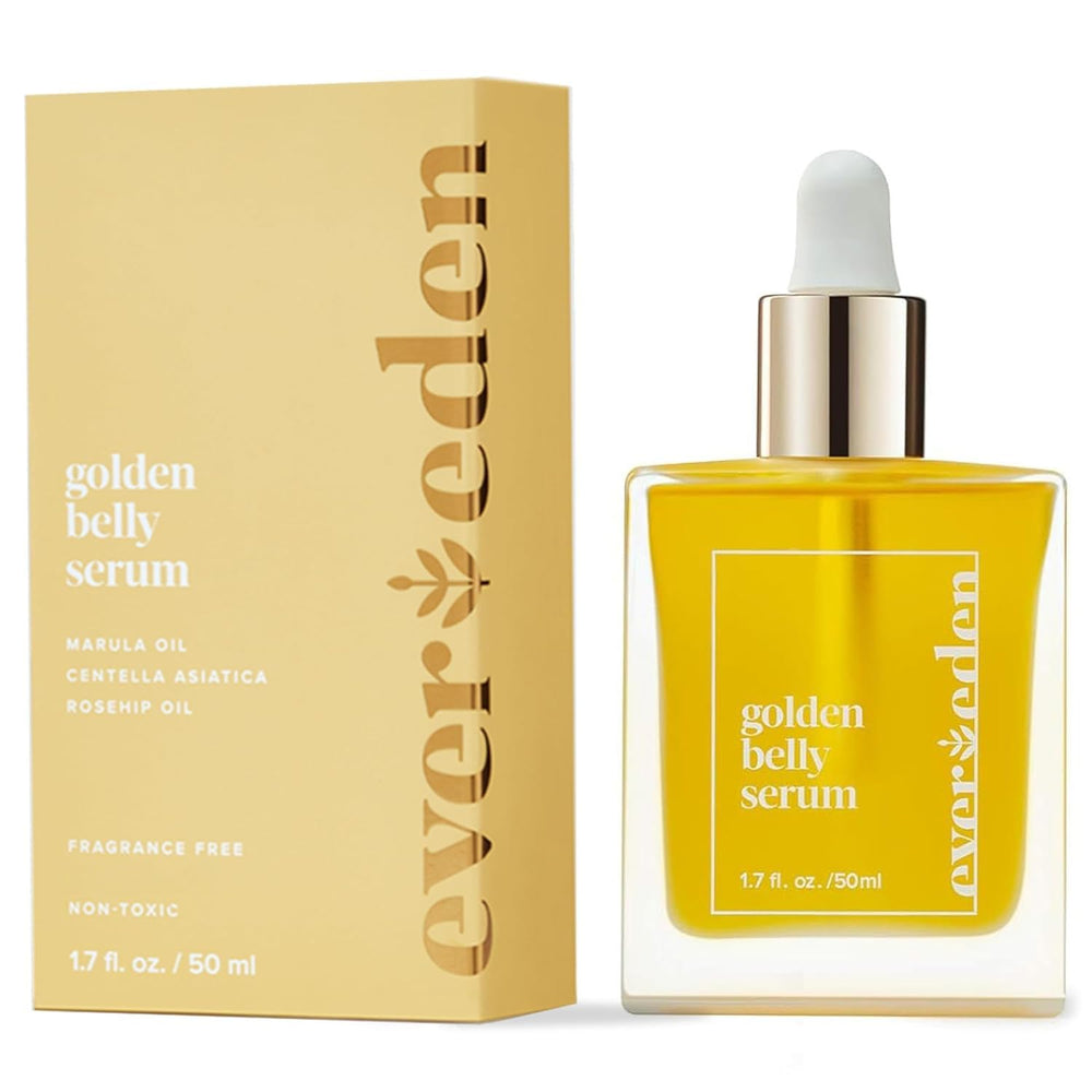 Evereden bottle front view showing clean vegan belly oil benefits