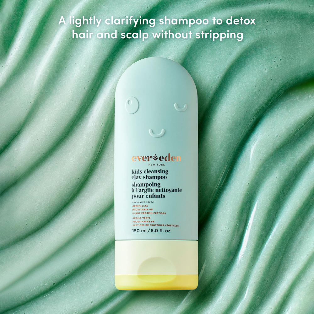 Child using Evereden shampoo poolside rinsing chlorine for fresher-feeling hair