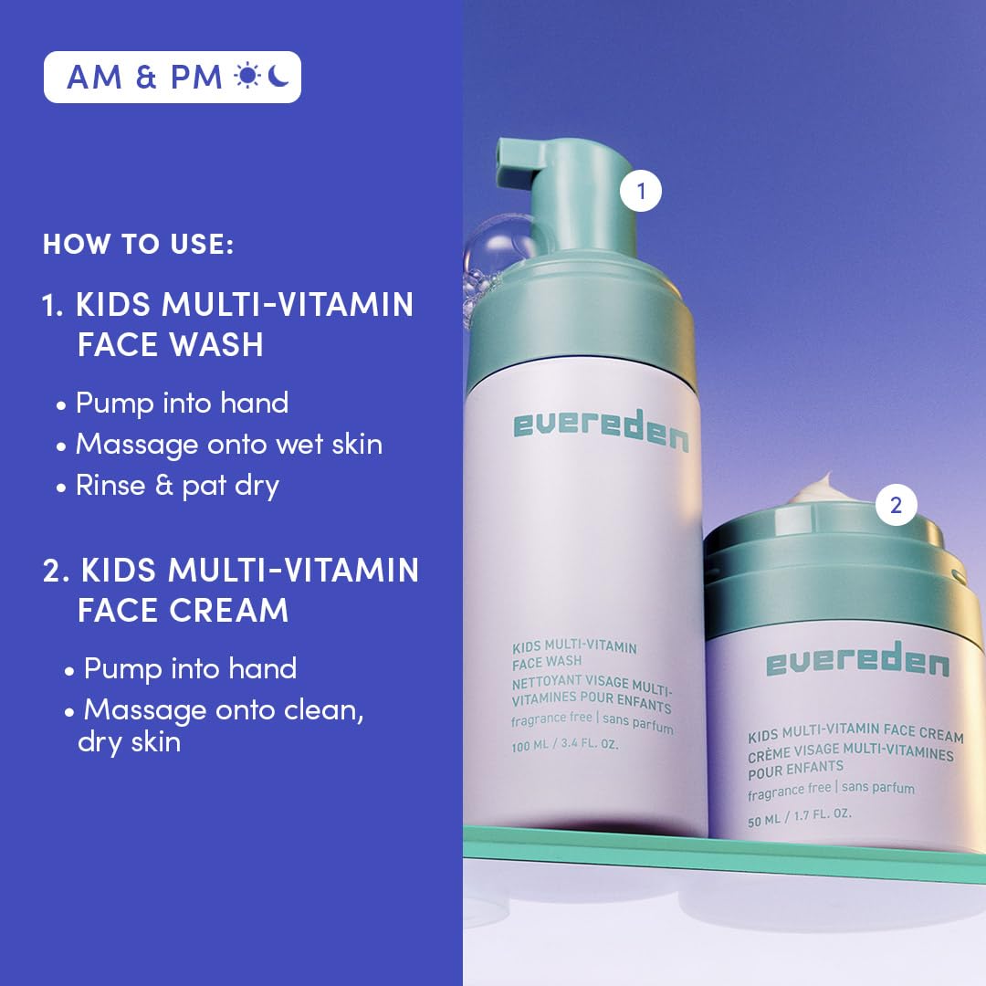 Evereden kids skincare routine in bathroom showing easy application