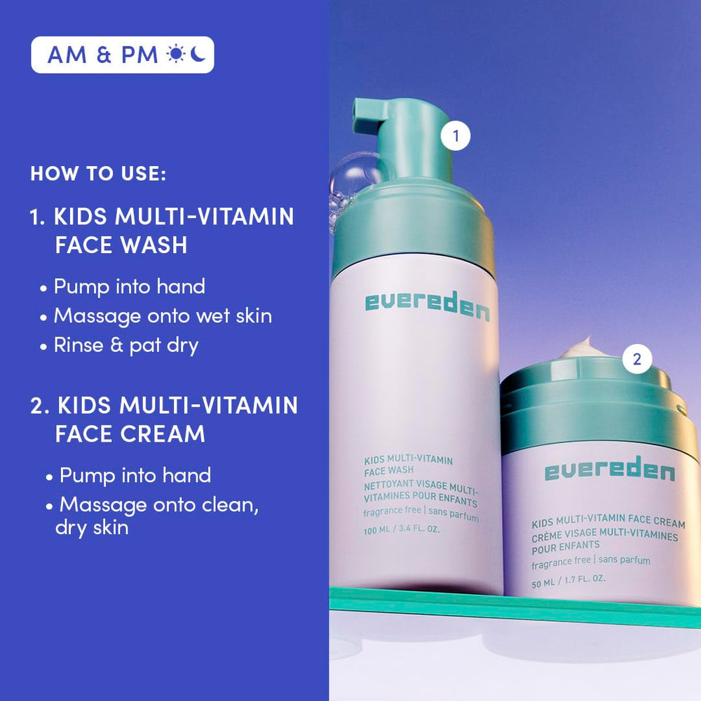 Evereden kids skincare routine in bathroom showing easy application