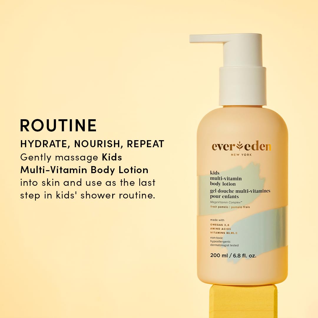 Evereden lotion squeezed into hand showing fast absorption and hydration