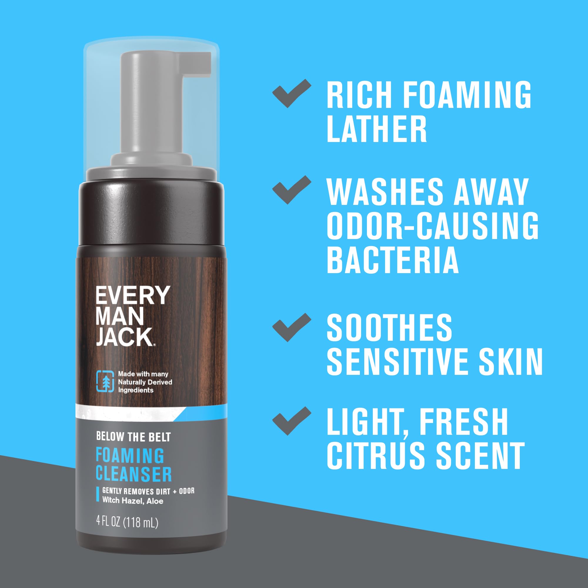 Every Man Jack foam texture on hand showing gentle lather for effective cleansing