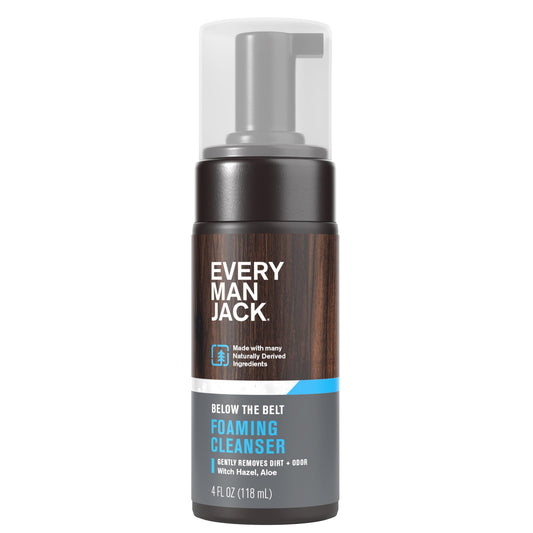 Every Man Jack front bottle view showing compact groin wash packaging and convenience